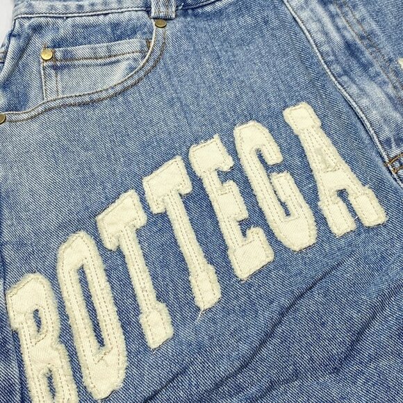 NEW Bottega Desires Men’s Embroidered Appliqué Denim Shorts – Blue Size 30 Fray - Picture 7 of 10